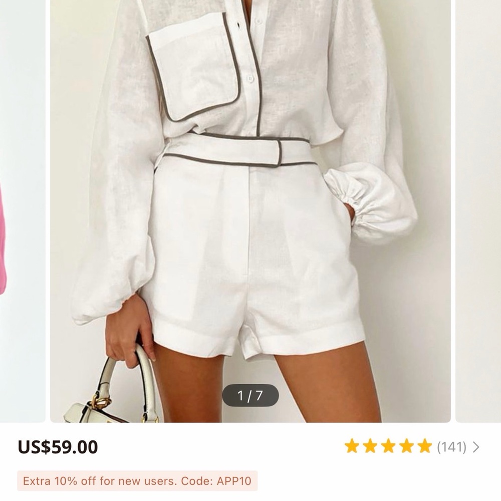 Commense White Shirt and Shorts Set